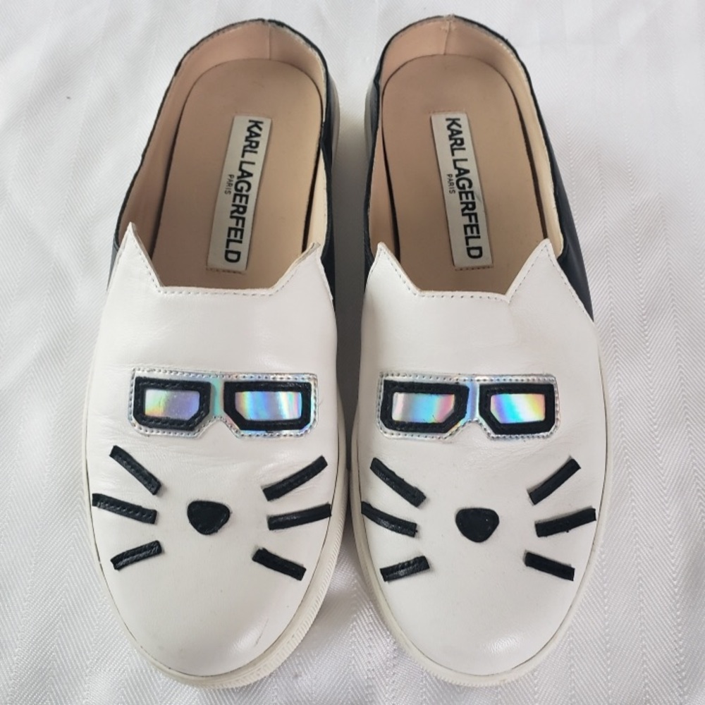 Karl Lagerfeld “Emilia Cat” black & white slides